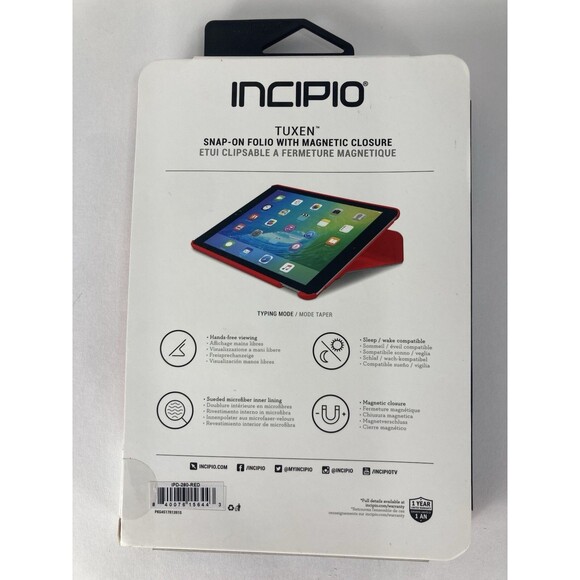INCIPIO Tuxen Snap On Folio with Magnetic Closure RED NEW Ipad Mini 4 Snap On - Picture 2 of 2